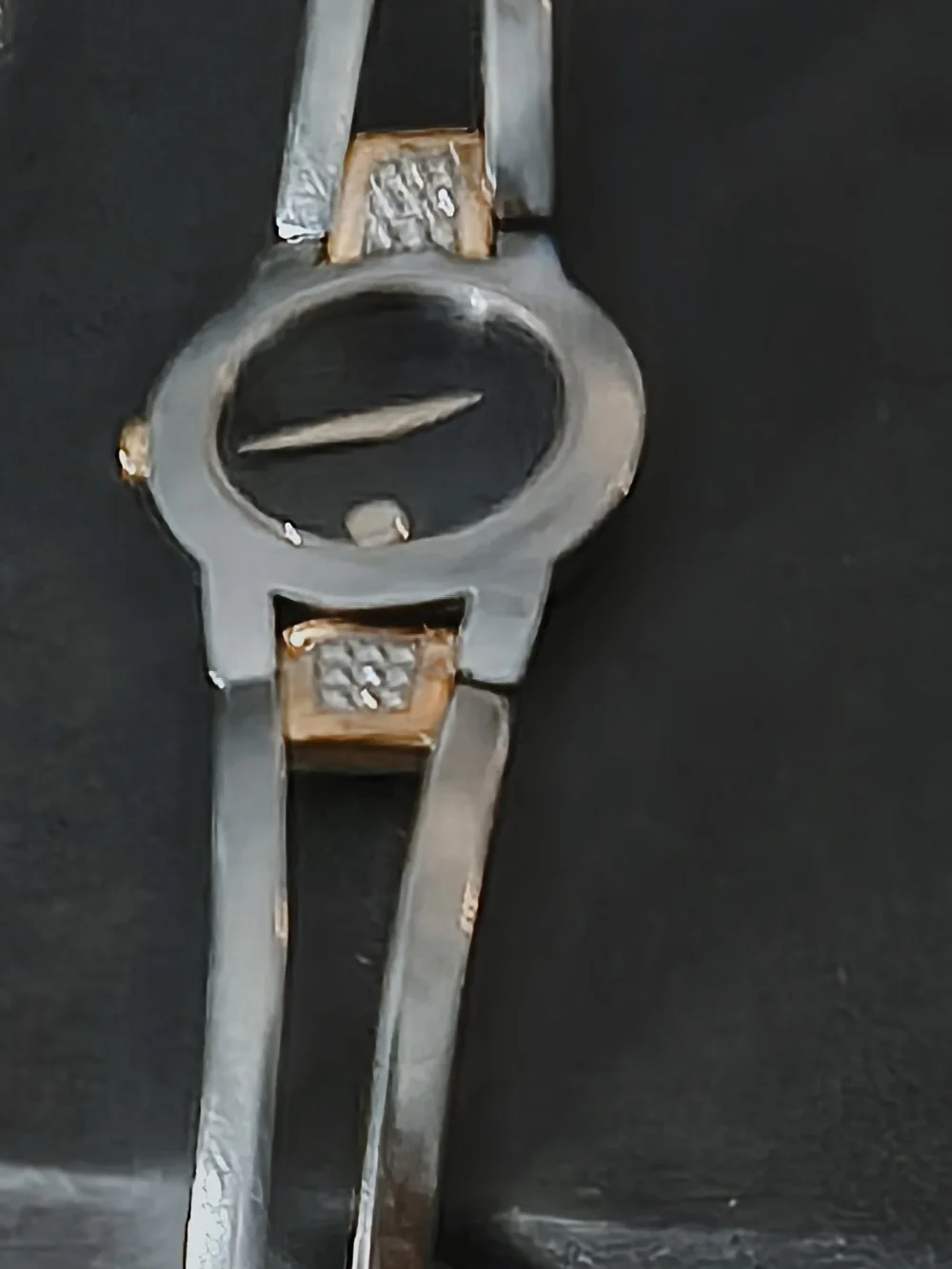Movado Two-Tone Black Dial Womens Bracelet Watch with Gold Accents